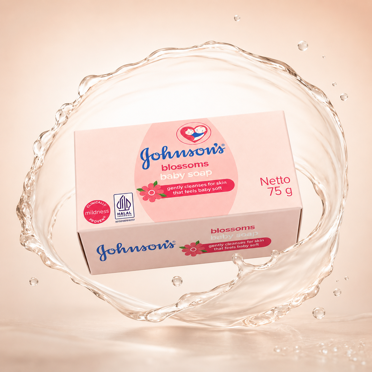 Johnson’s Blossoms Baby Soap 75g gentle baby cleansing bar for soft delicate skin with mild floral fragrance