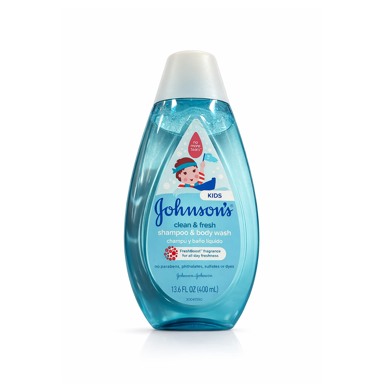 Johnson’s Kids Clean & Fresh Shampoo & Body Wash 400ml bottle, gentle tear-free kids shampoo and body wash for sensitive skin