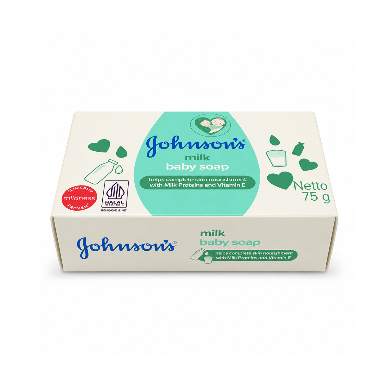 Johnson’s Milk Baby Soap 75g gentle baby soap bar with milk proteins and Vitamin E for soft delicate baby skin