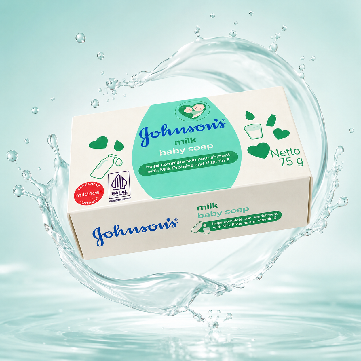 Johnson’s Milk Baby Soap 75g gentle baby soap bar with milk proteins and Vitamin E for soft delicate baby skin