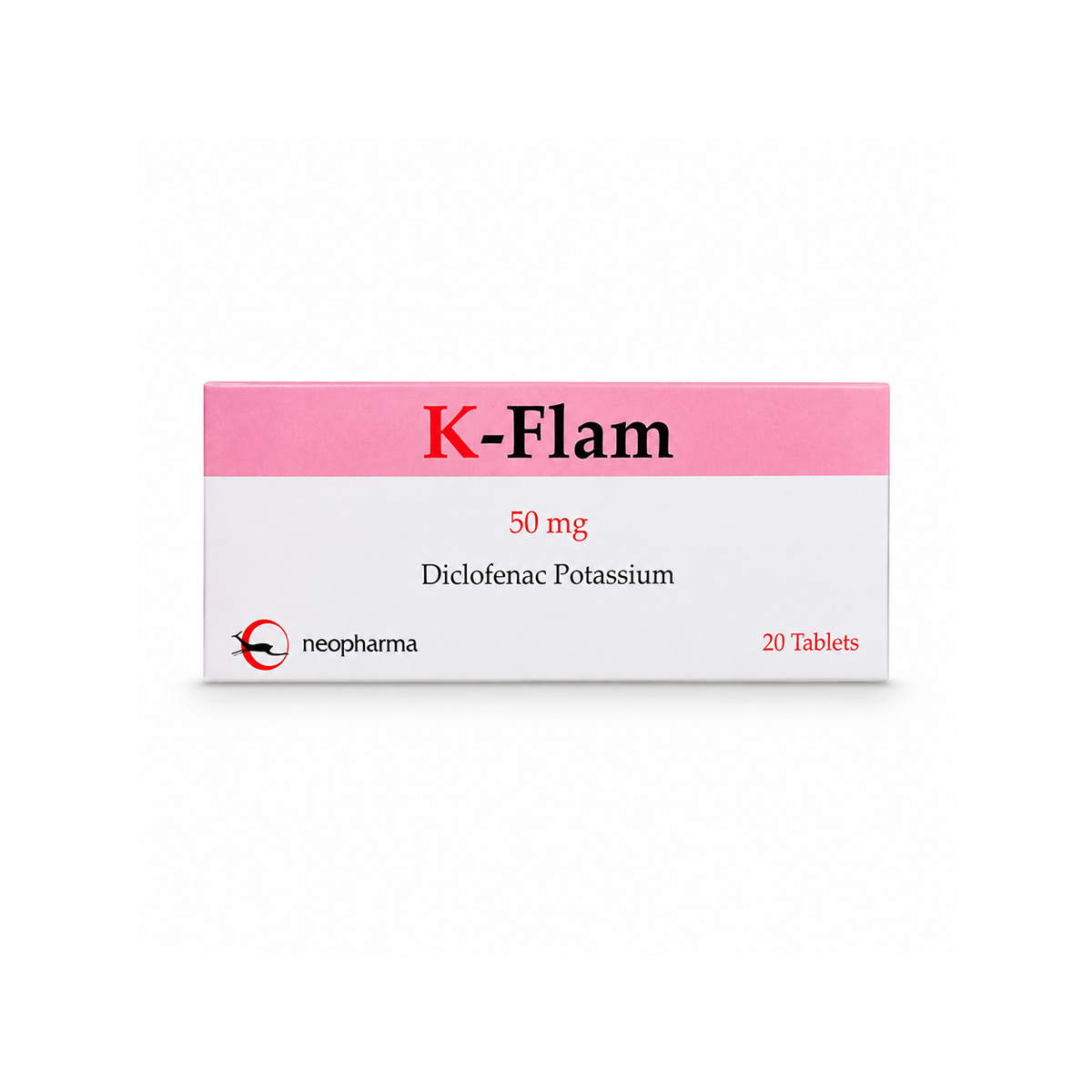 K-Flam 50 mg Diclofenac Potassium 20 Tablets film-coated pain relief tablets for inflammation by Neopharma
