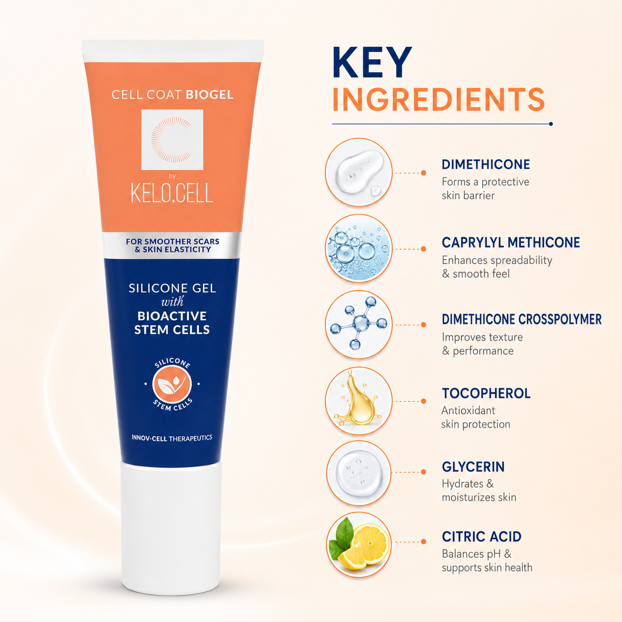 KELO.CELL Cell Coat Biogel Silicone Scar Gel 20ml for smoothing visible scars and improving uneven skin texture