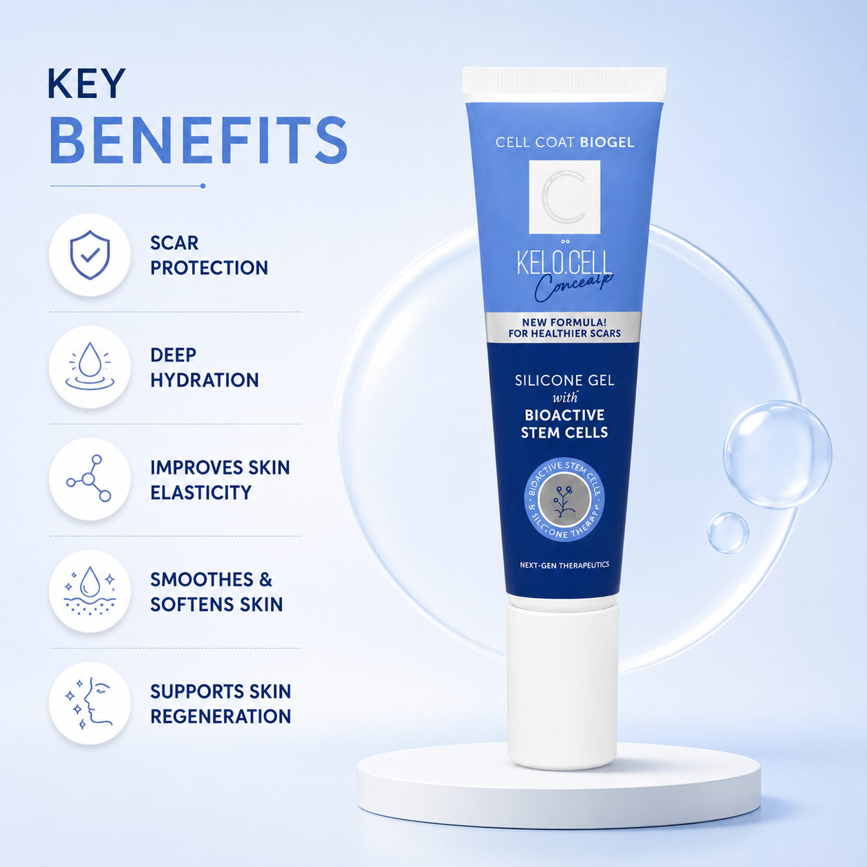 KELO.CELL Cell Coat Biogel Concealer silicone scar gel 20ml for smoothing uneven skin texture and visible scars