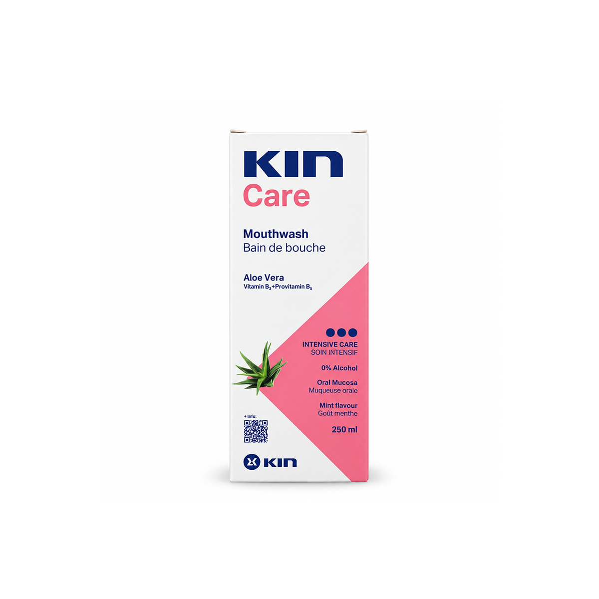 KIN Care Mouthwash 250ml with Aloe Vera for intensive oral mucosa care and fresh mint breath