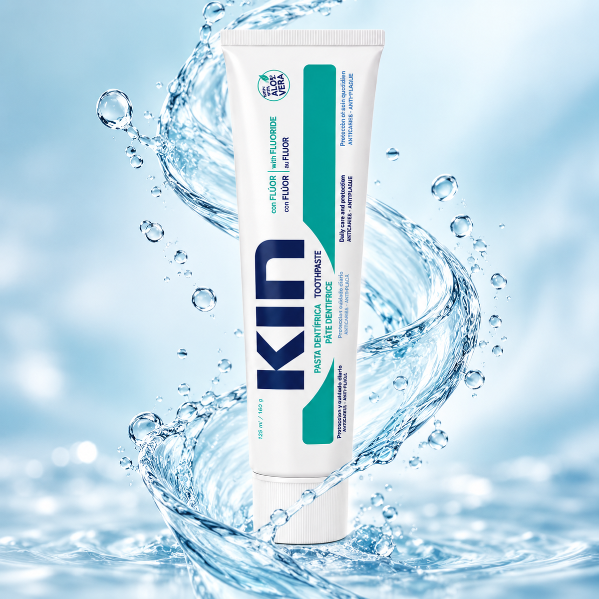KIN Toothpaste with Fluoride 125ml/160g, daily fluoride toothpaste for cavity and plaque protection