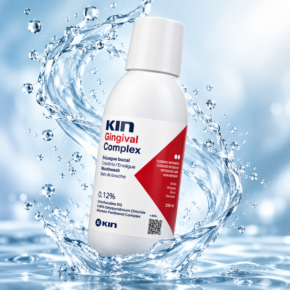 KIN Gingival Complex Mouthwash 250ml for intensive gum care and targeted oral hygiene support