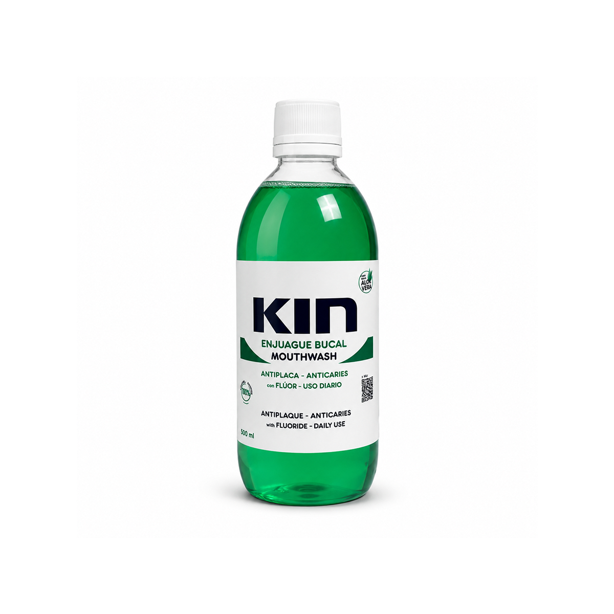 KIN Enjuague Bucal Mouthwash Antiplaque - Anticaries With Fluoride - Daily Use 500ml for daily plaque and cavity protection