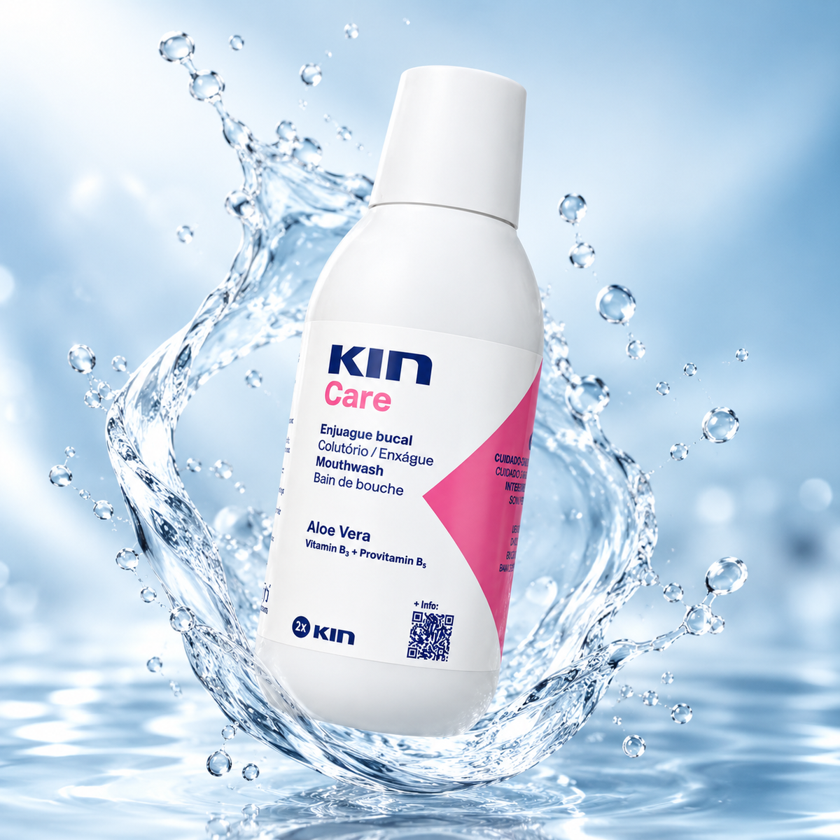 KIN Care Mouthwash 250ml with Aloe Vera for intensive oral mucosa care and fresh mint breath