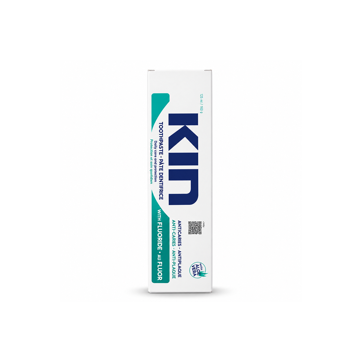 KIN Toothpaste with Fluoride 125ml/160g, daily fluoride toothpaste for cavity and plaque protection