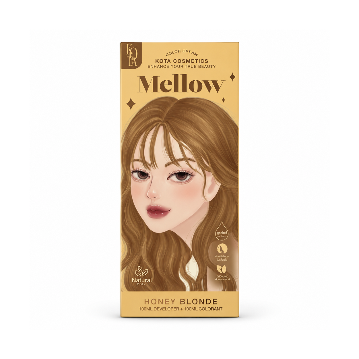 KOTA Cosmetics Mellow Honey Blonde Permanent Hair Color Cream 100ml + 100ml for gray coverage and shiny smooth hair