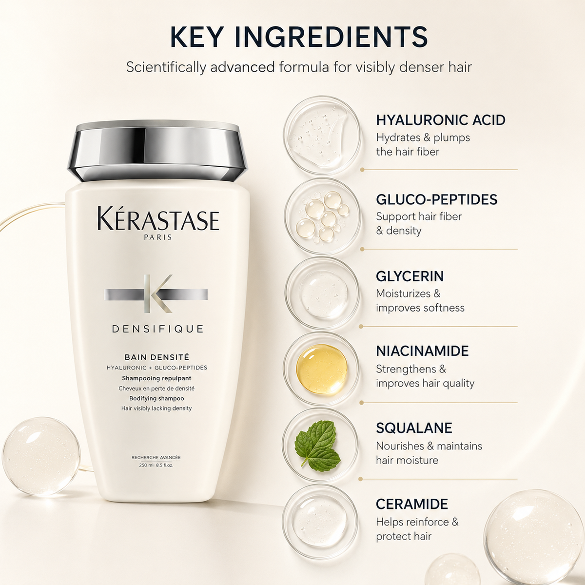 Kérastase Densifique Bain Densité Bodyfying Shampoo 250ml for fuller-looking, denser hair