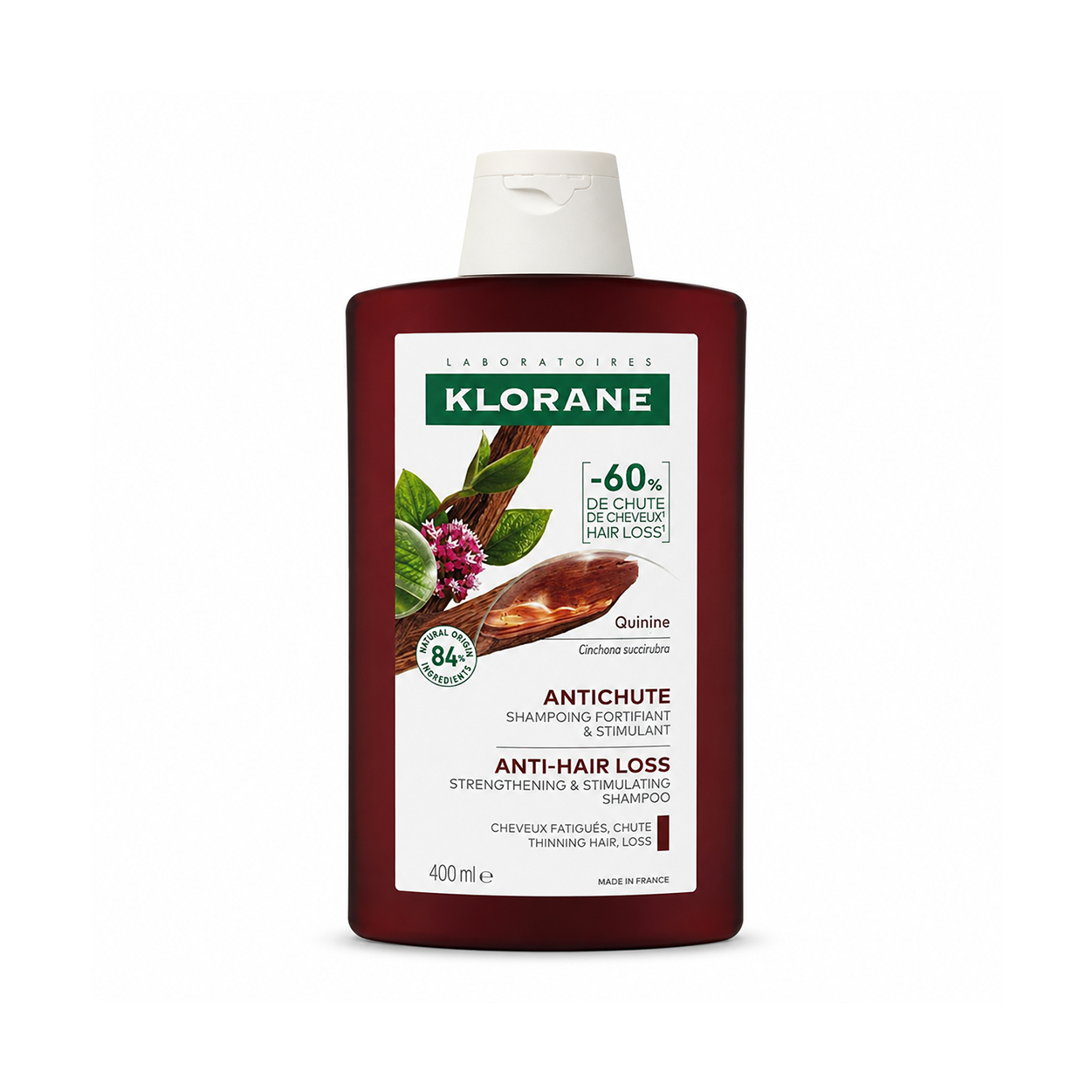 Klorane Anti-Hair Loss Strengthening Shampoo 400ml with quinine for thinning hair and scalp stimulation