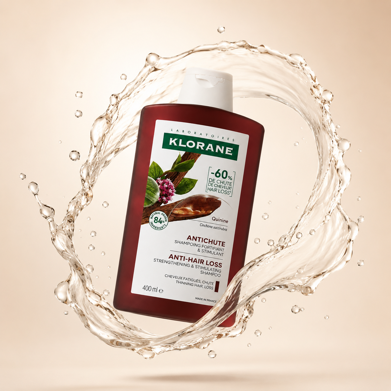 Klorane Anti-Hair Loss Strengthening Shampoo 400ml with quinine for thinning hair and scalp stimulation