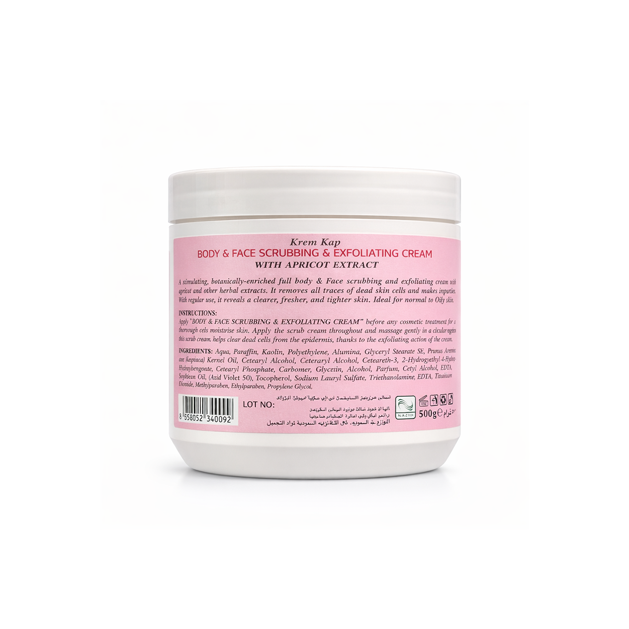 Krem Kap Body & Face Scrubbing & Exfoliating Cream with Apricot Extract 500g jar for removing dead skin and smoothing texture