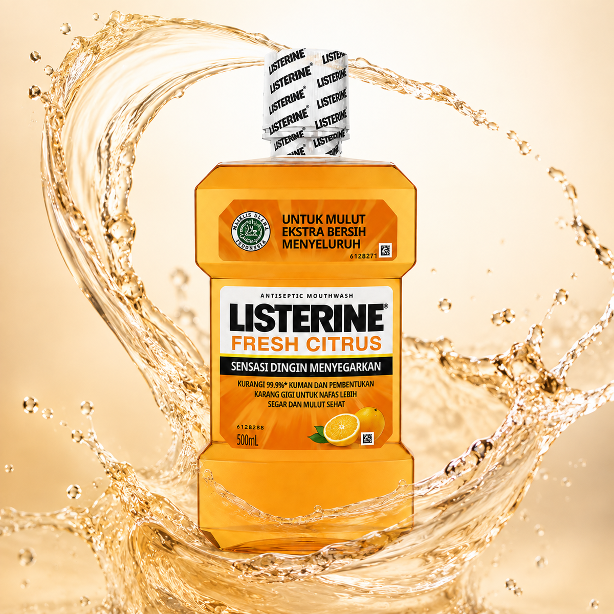 LISTERINE Fresh Citrus Antiseptic Mouthwash 500ml for germ and plaque protection and fresh breath