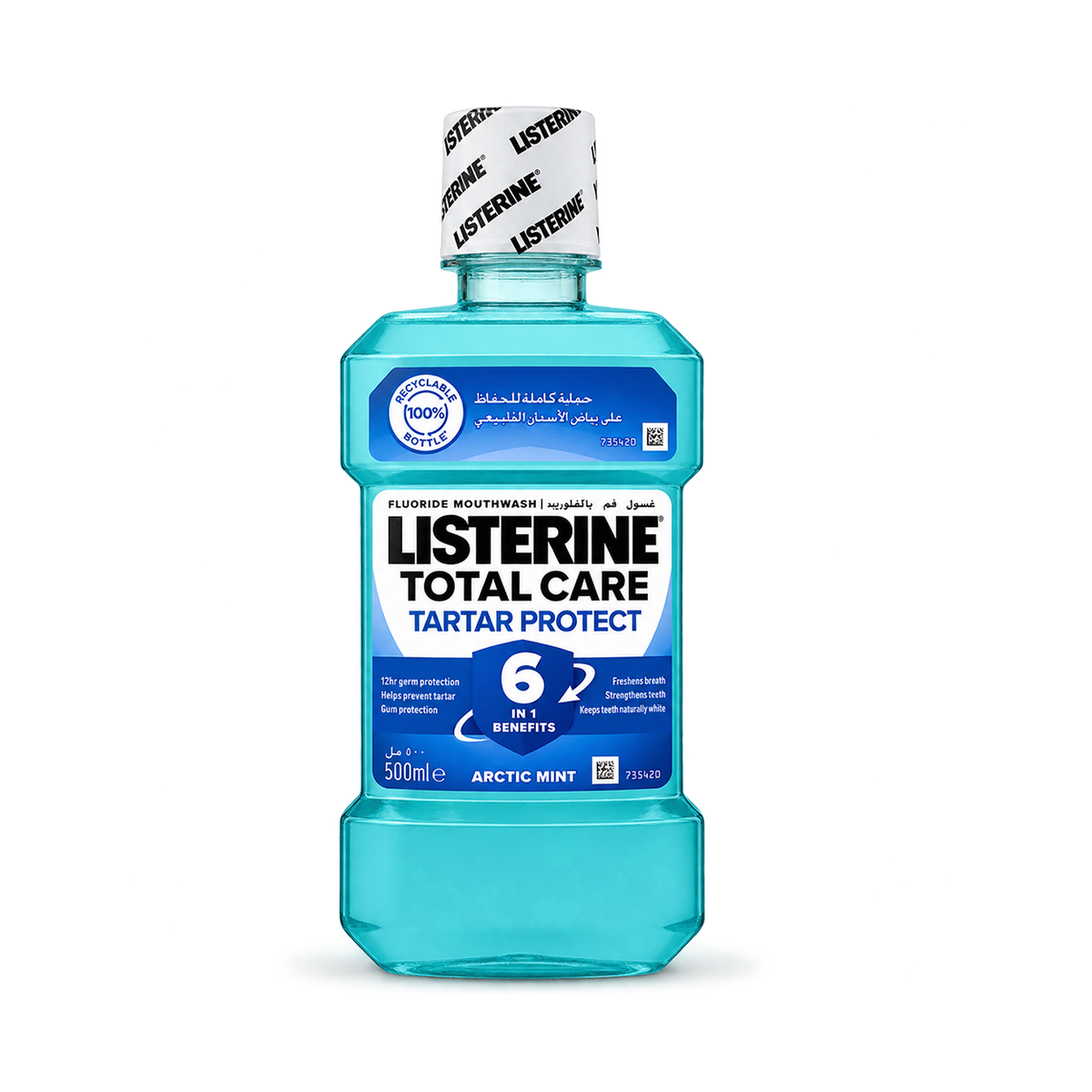 LISTERINE Total Care Tartar Protect Fluoride Mouthwash Arctic Mint 500ml for tartar protection and fresh breath