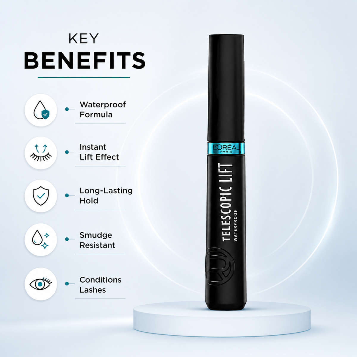 L'Oréal Paris Telescopic Lift Waterproof Mascara for lifted, defined lashes with long-lasting waterproof wear