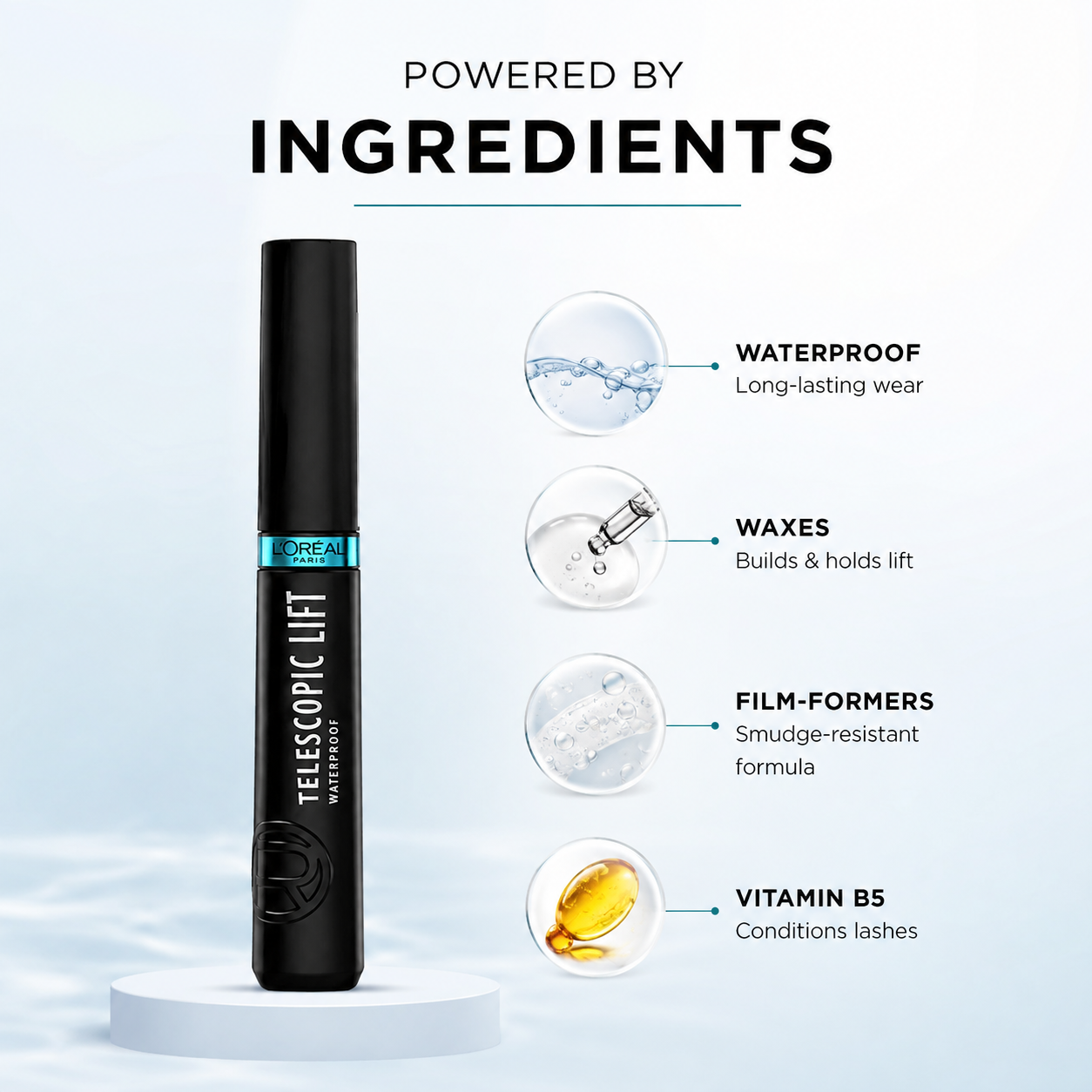 L'Oréal Paris Telescopic Lift Waterproof Mascara for lifted, defined lashes with long-lasting waterproof wear