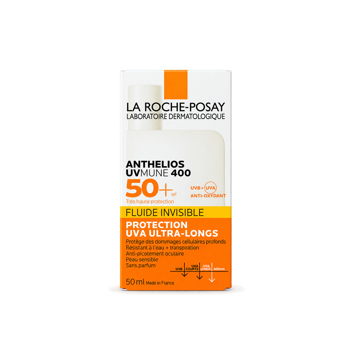La Roche-Posay Anthelios UVMUNE 400 SPF 50+ invisible facial sunscreen fluid 50ml with ultra long-UVA protection