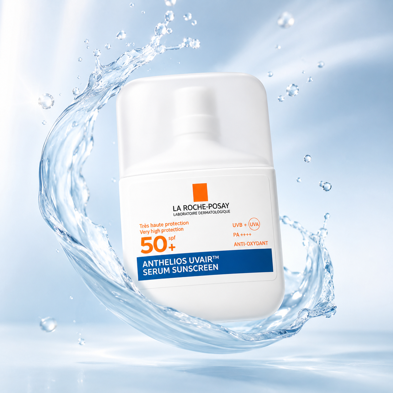 La Roche-Posay Anthelios UvAir Serum Sunscreen SPF 50+ PA++++ 50ml facial serum sunscreen providing broad-spectrum UV protection and lightweight hydration.