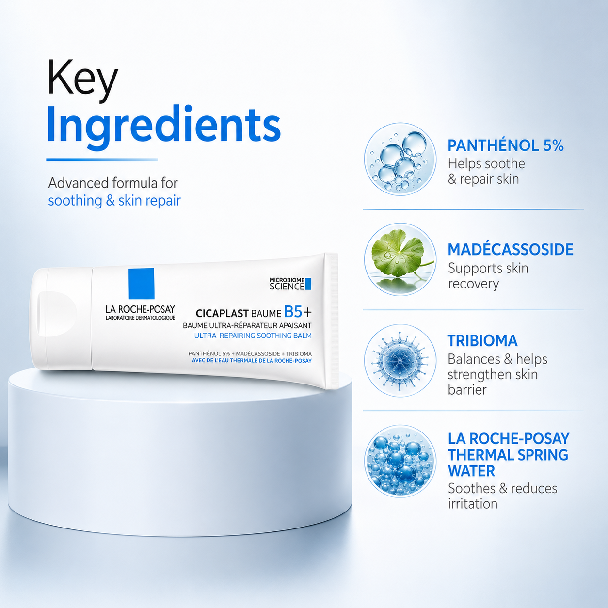 La Roche-Posay Cicaplast Baume B5+ Ultra-Repairing Soothing Balm helps repair damaged skin barrier and soothe sensitive skin.