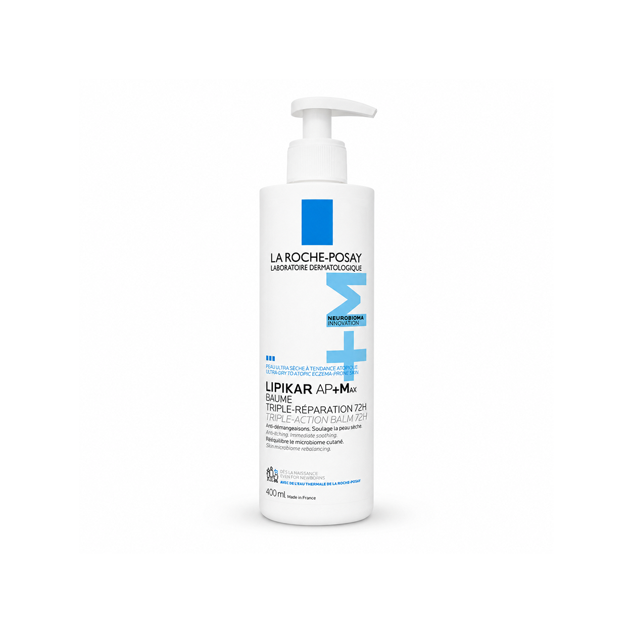La Roche-Posay Lipikar AP+M MAX Triple-Action Balm 400ml for ultra-dry eczema-prone skin with 72-hour hydration