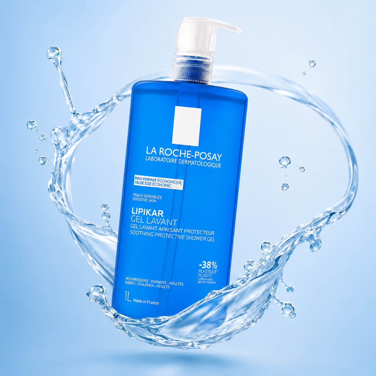 La Roche-Posay Lipikar Gel Lavant Soothing Protective Shower Gel 1L for sensitive dry skin hydration and gentle cleansing