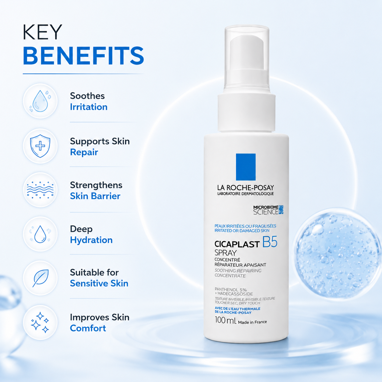 La Roche-Posay Cicaplast B5 Spray 100ml soothing skin barrier repair spray for irritated and sensitive skin