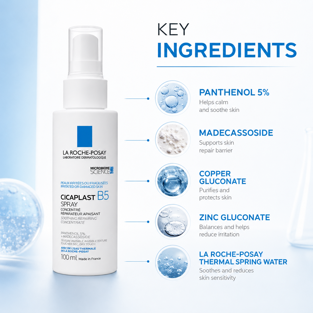 La Roche-Posay Cicaplast B5 Spray 100ml soothing skin barrier repair spray for irritated and sensitive skin