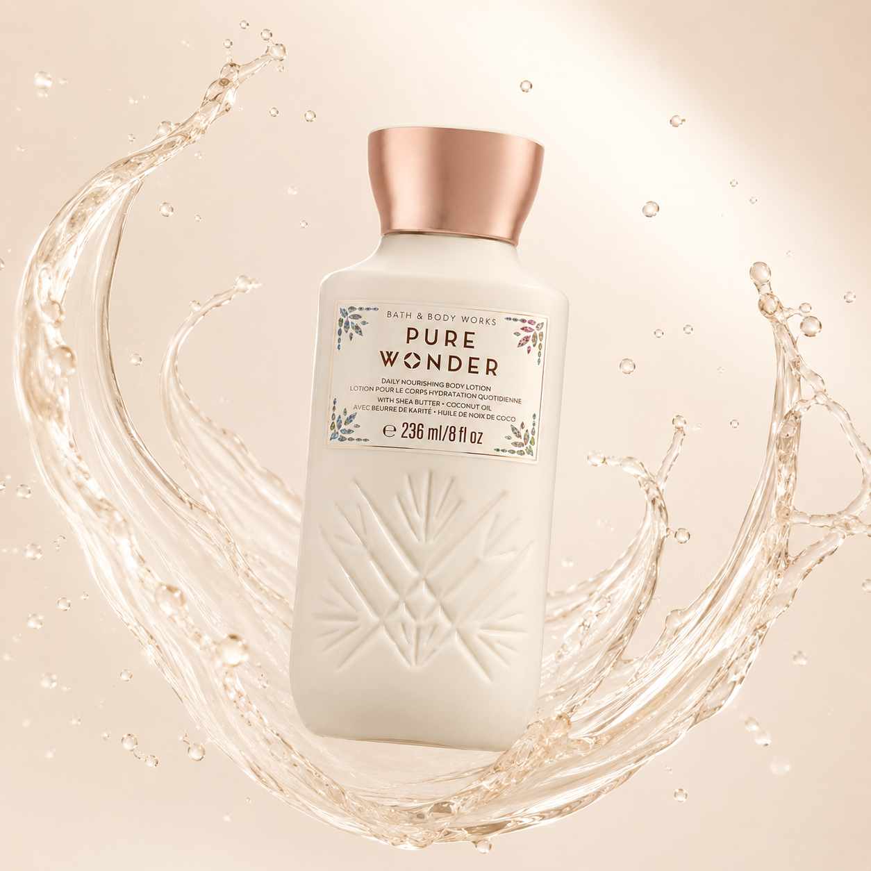 Bath & Body Works Pure Wonder Daily Nourishing Body Lotion 236ml with shea butter and coconut oil for long-lasting skin hydration and softness.