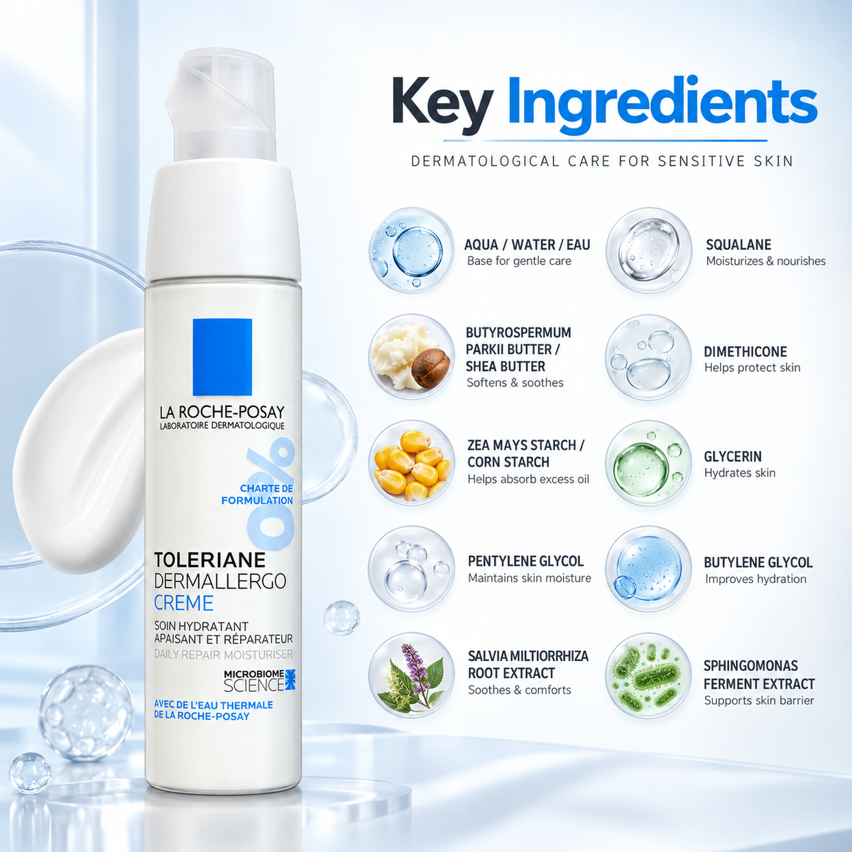 La Roche-Posay Toleriane Dermallergo Cream 40ml, daily repair face cream for sensitive skin