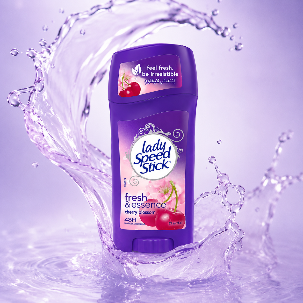 Lady Speed Stick Fresh & Essence Cherry Blossom 48H Antiperspirant Deodorant Stick 65g providing long-lasting odor protection and freshness.