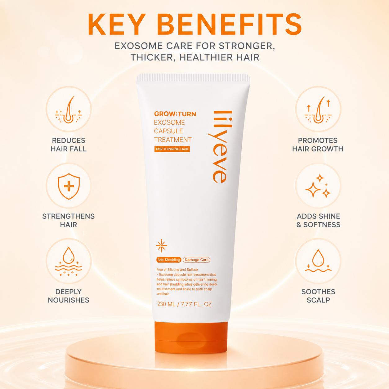 Turn Exosome Capsule Treatment Hair Treatment 230ml for thinning hair and anti-shedding scalp care with exosome technology.