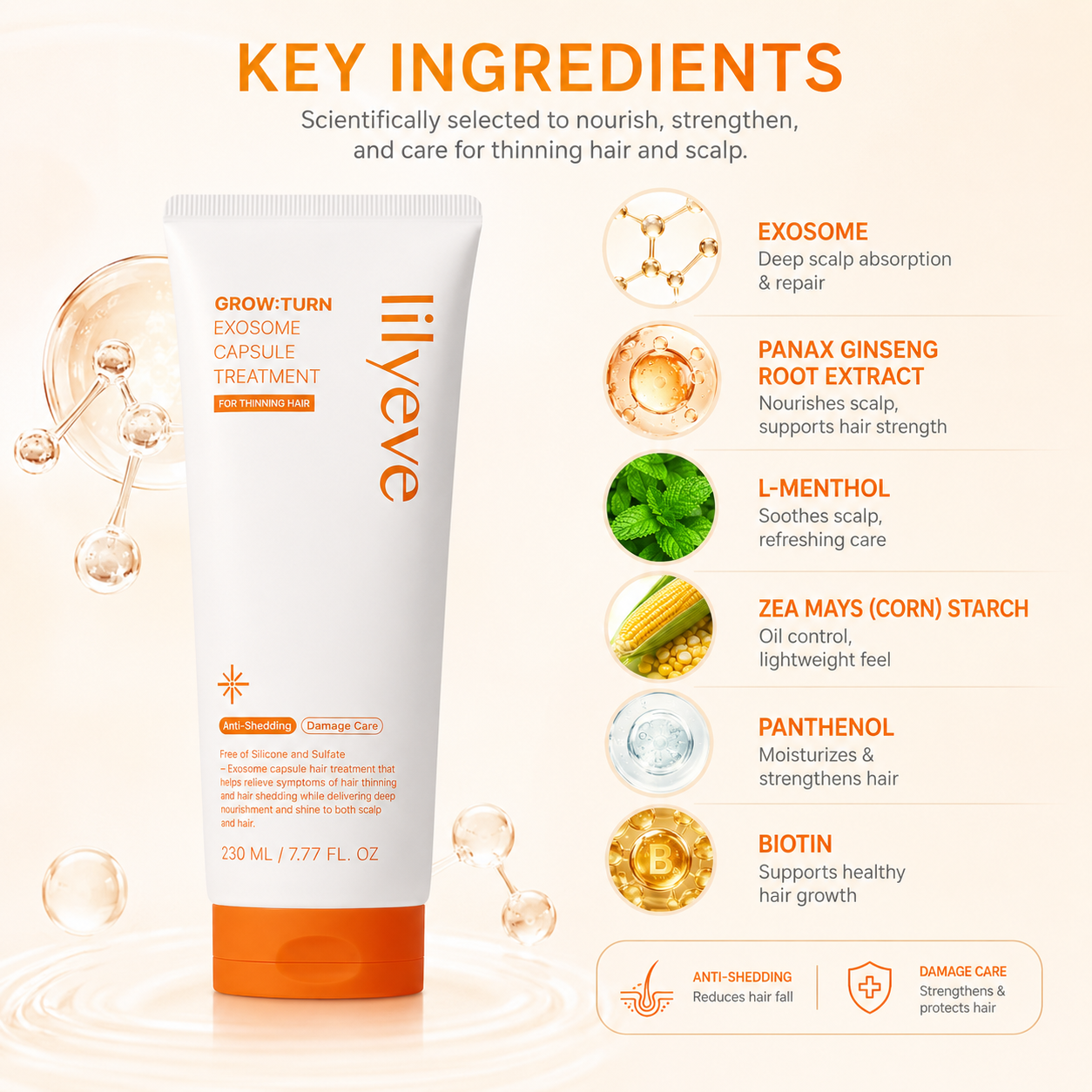 Turn Exosome Capsule Treatment Hair Treatment 230ml for thinning hair and anti-shedding scalp care with exosome technology.