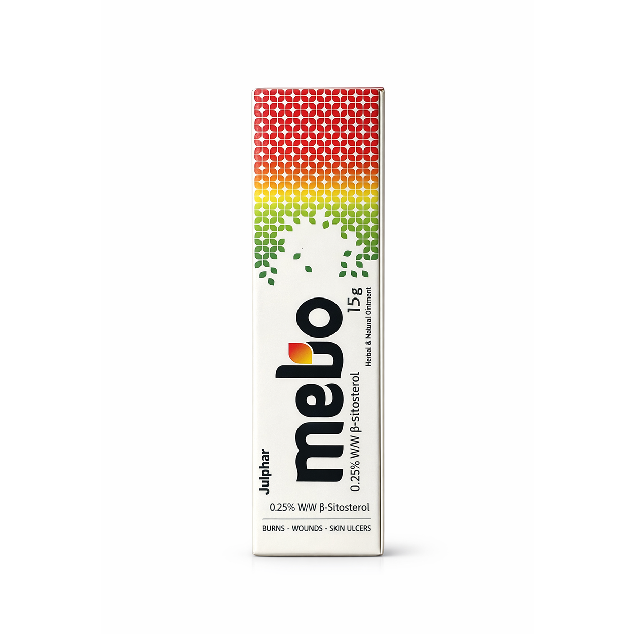 Julphar MEBO Ointment 15g burn and wound healing ointment tube for skin repair and ulcer treatment