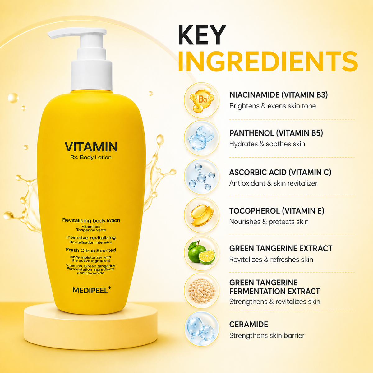 MEDIPEEL Vitamin RX. Body Lotion 400ml, revitalizing body lotion for dry skin with vitamin and ceramide care