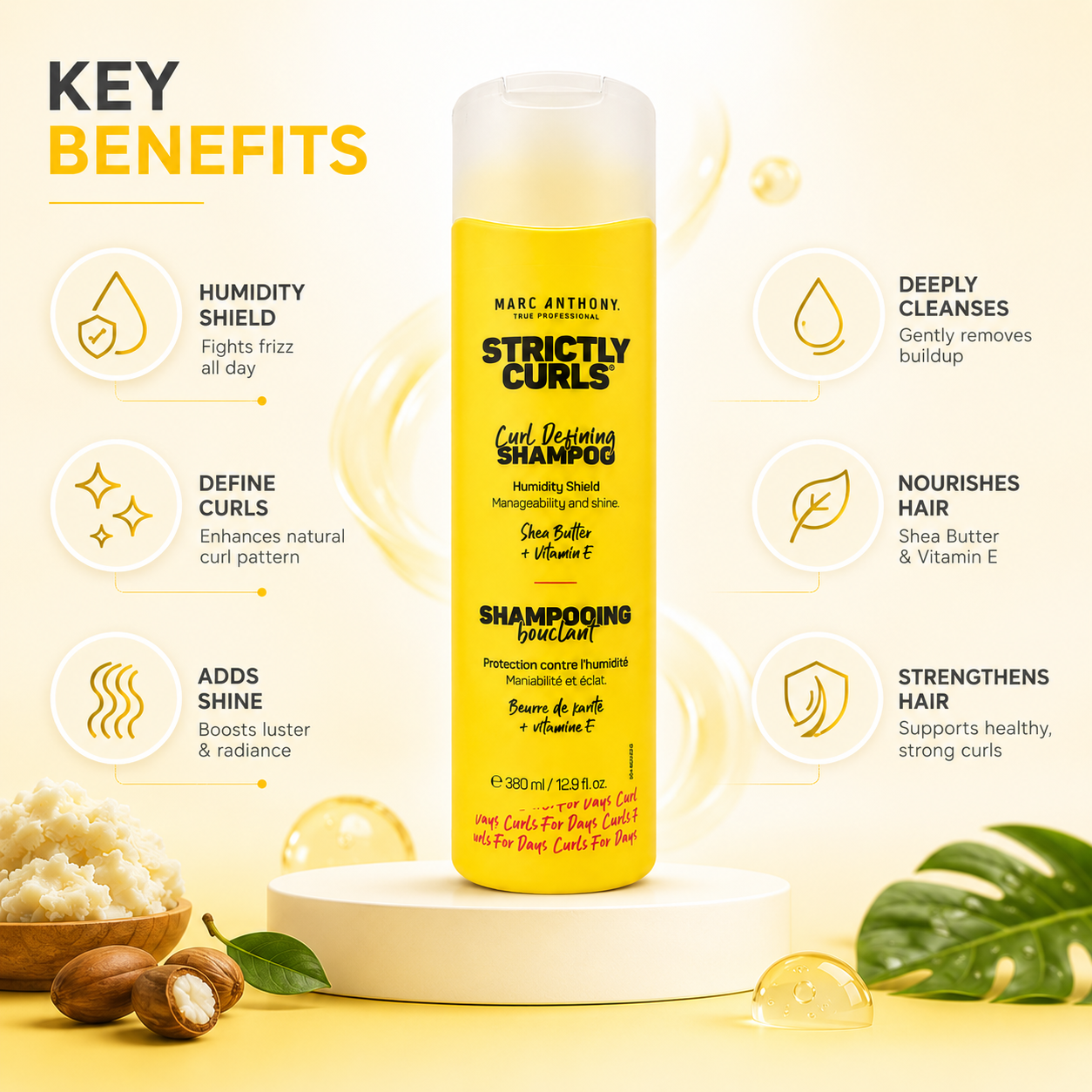 Marc Anthony Strictly Curls Curl Defining Shampoo 380ml for frizz control and humidity protection for curly hair