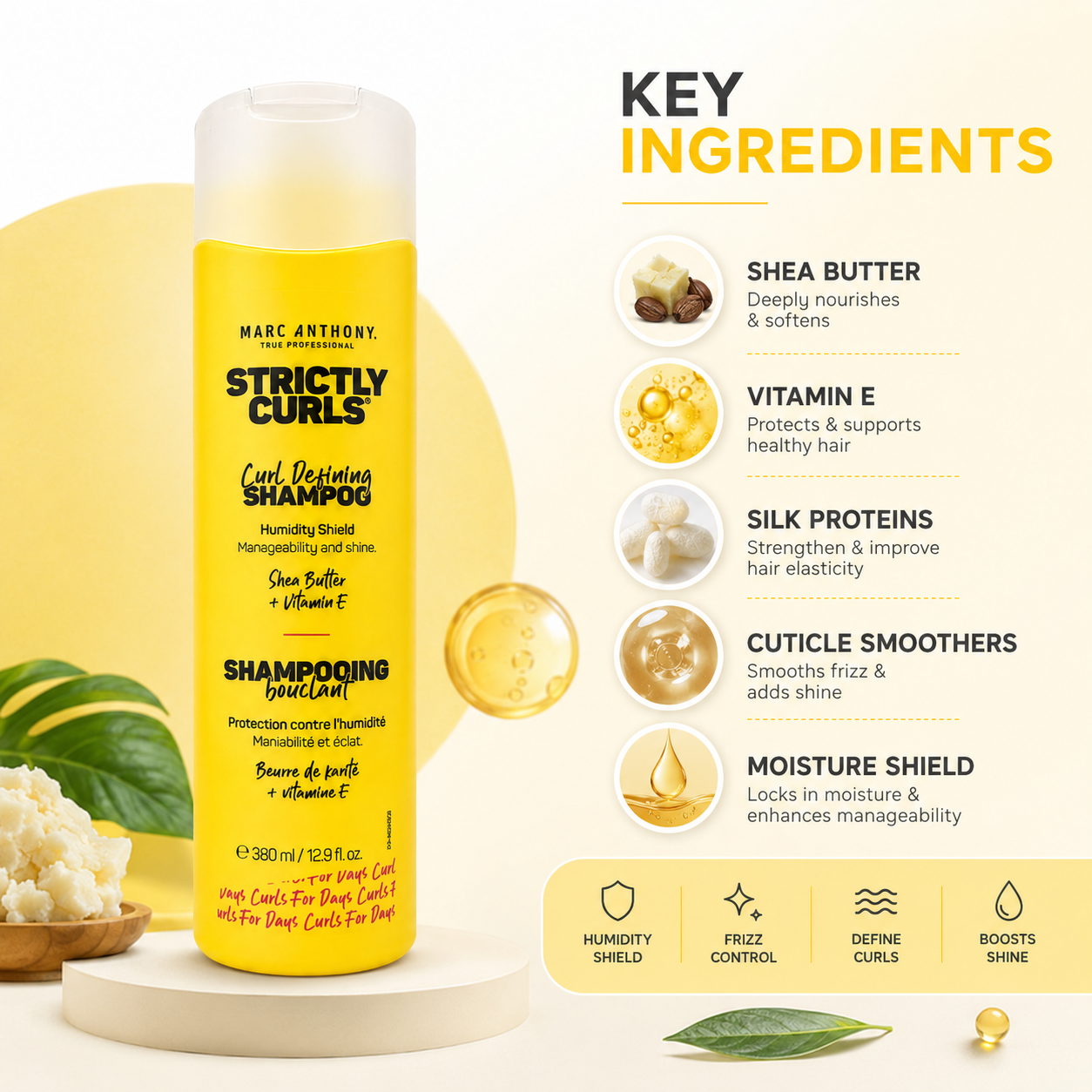 Marc Anthony Strictly Curls Curl Defining Shampoo 380ml for frizz control and humidity protection for curly hair