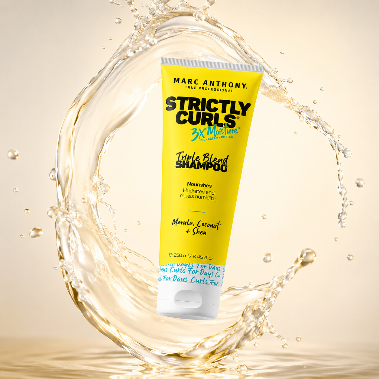 Marc Anthony Strictly Curls 3x Moisture Triple Blend Shampoo 250ml for frizz control and hydration for curly hair
