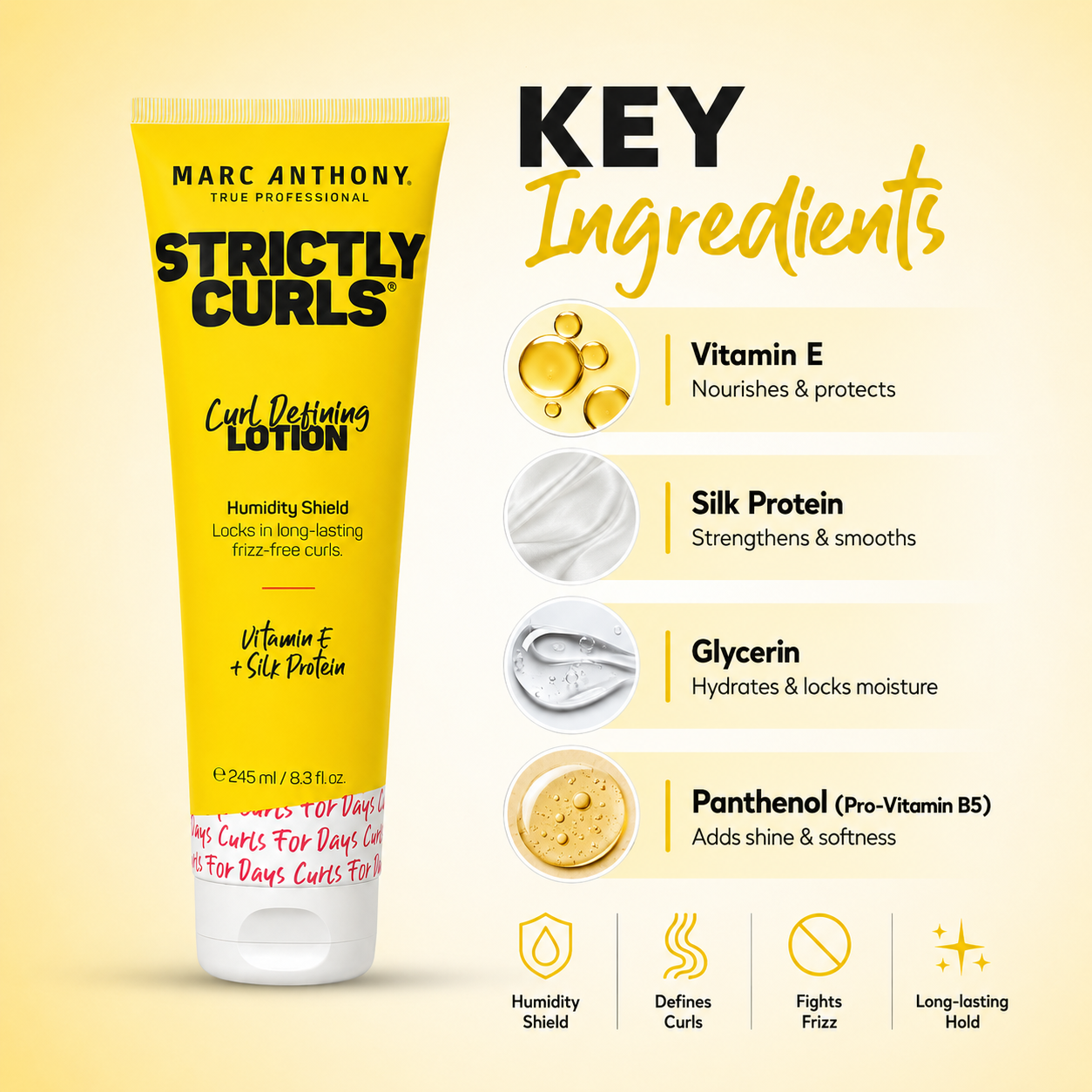 Marc Anthony Strictly Curls Curl Defining Lotion 245ml for frizz-free curly hair with lightweight humidity protection and soft hold