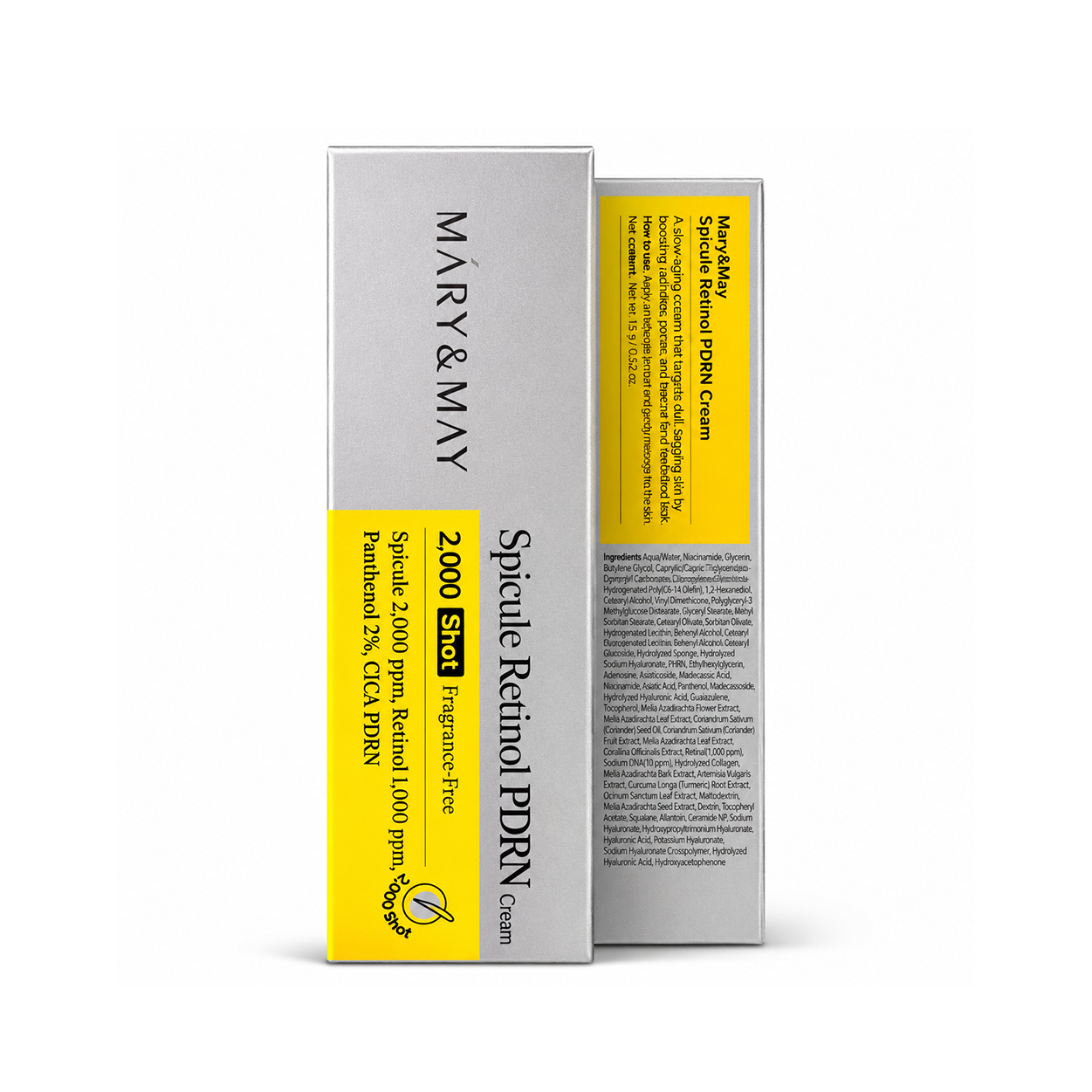 Mary & May Spicule Retinol PDRN Cream 2000 Shot 15g anti-aging face cream with retinol and PDRN for firmer, smoother-looking skin.
