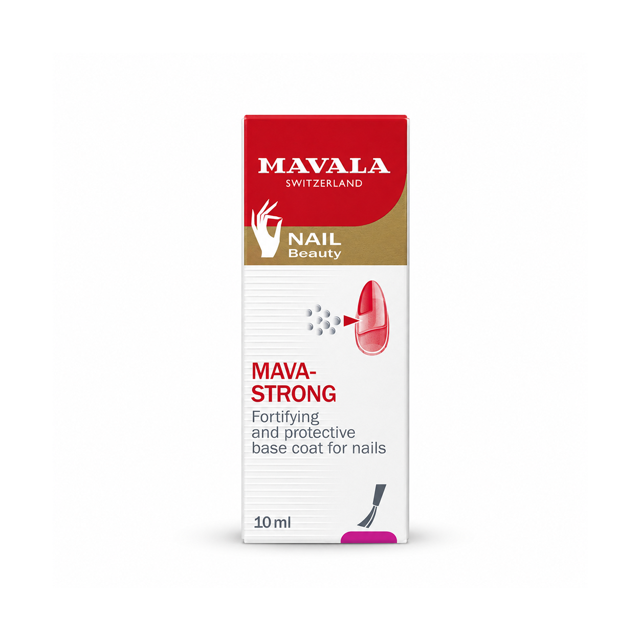 Mavala Mava-Strong Nail Fortifying Base Coat 10ml for weak brittle nails helping reduce peeling and breakage