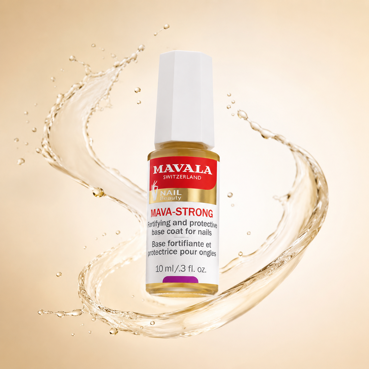 Mavala Mava-Strong Nail Fortifying Base Coat 10ml for weak brittle nails helping reduce peeling and breakage
