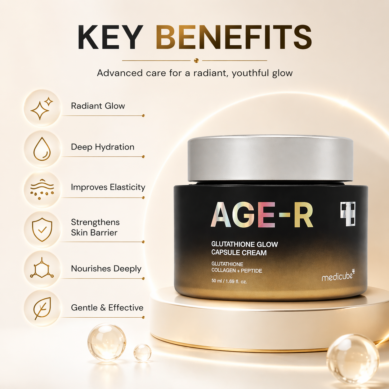 Medicube AGE-R Glutathione Glow Cream 50ml | Buy Online UAE
