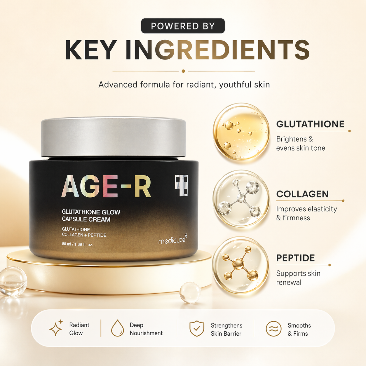 Medicube AGE-R Glutathione Glow Cream 50ml | Buy Online UAE