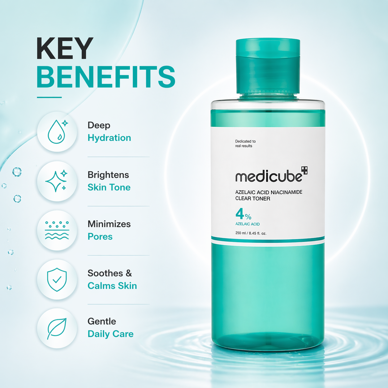 Medicube Azelaic Acid Niacinamide Clear Toner 4% 250ml acne control toner for oily and acne-prone skin