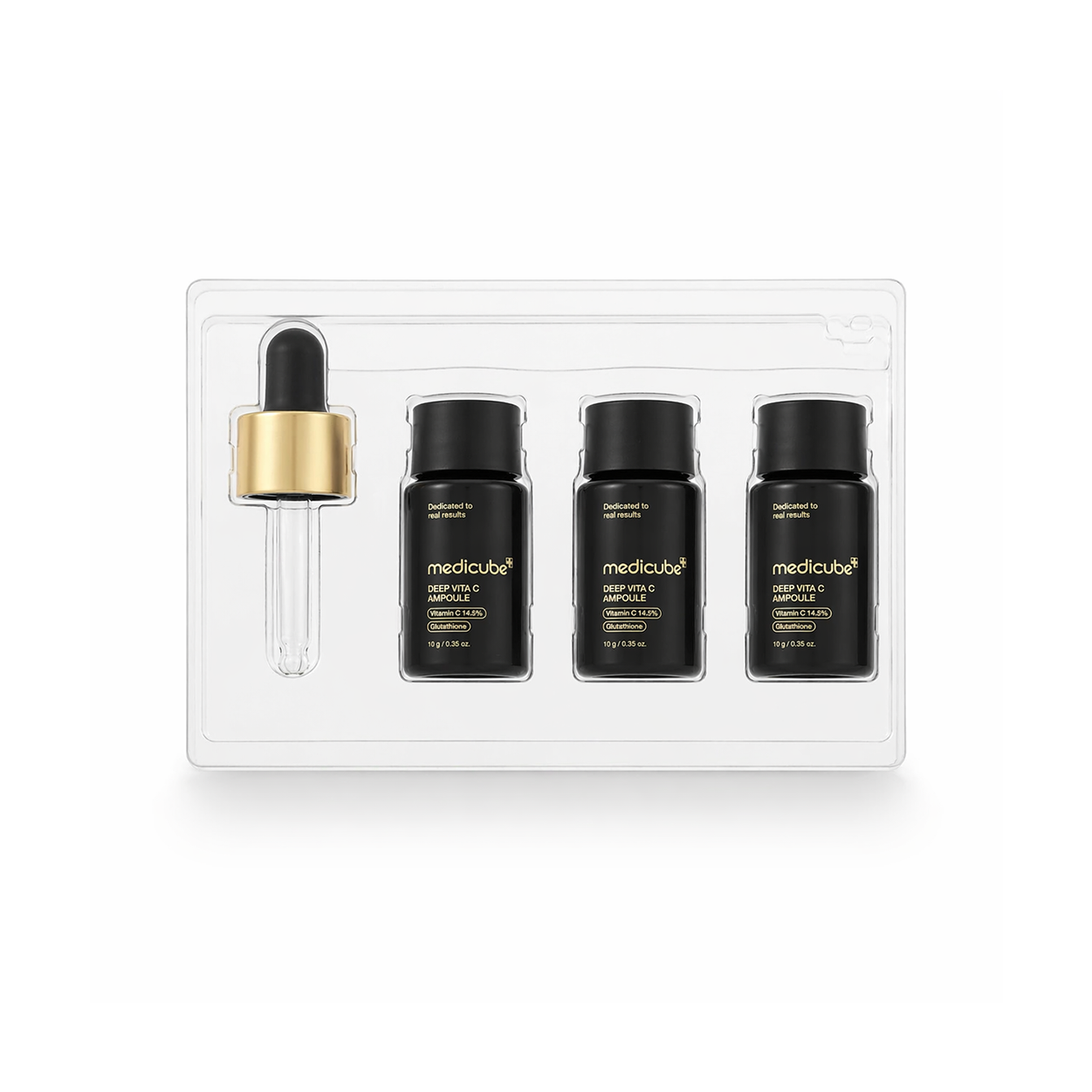 Medicube Deep Vita C Ampoule 14.5% vitamin C serum set for brightening skin and reducing dark spots, 10g bottles with dropper
