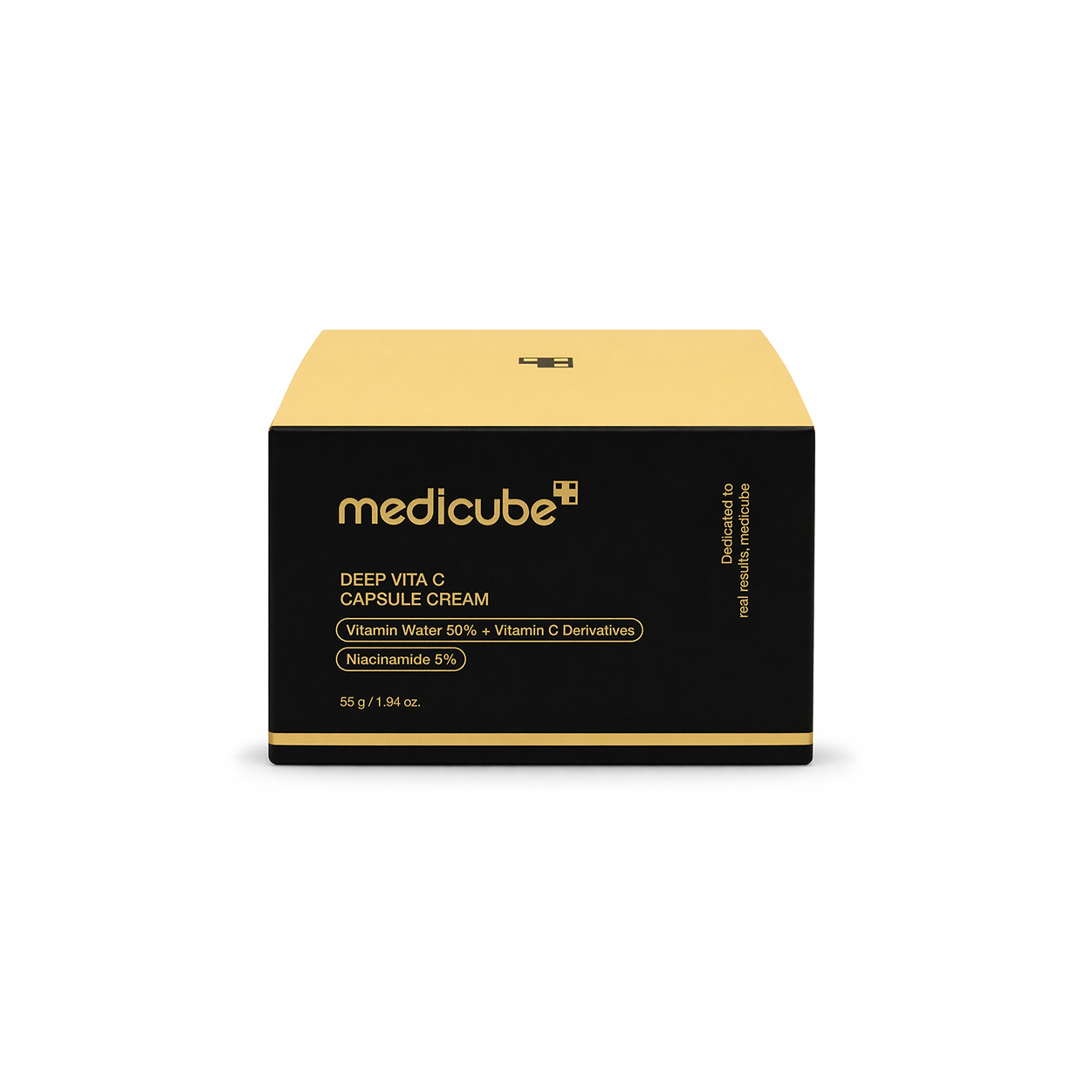Medicube Deep Vita C Capsule Cream 55g vitamin C face cream for brightening and reducing dark spots in a black jar with gold lid
