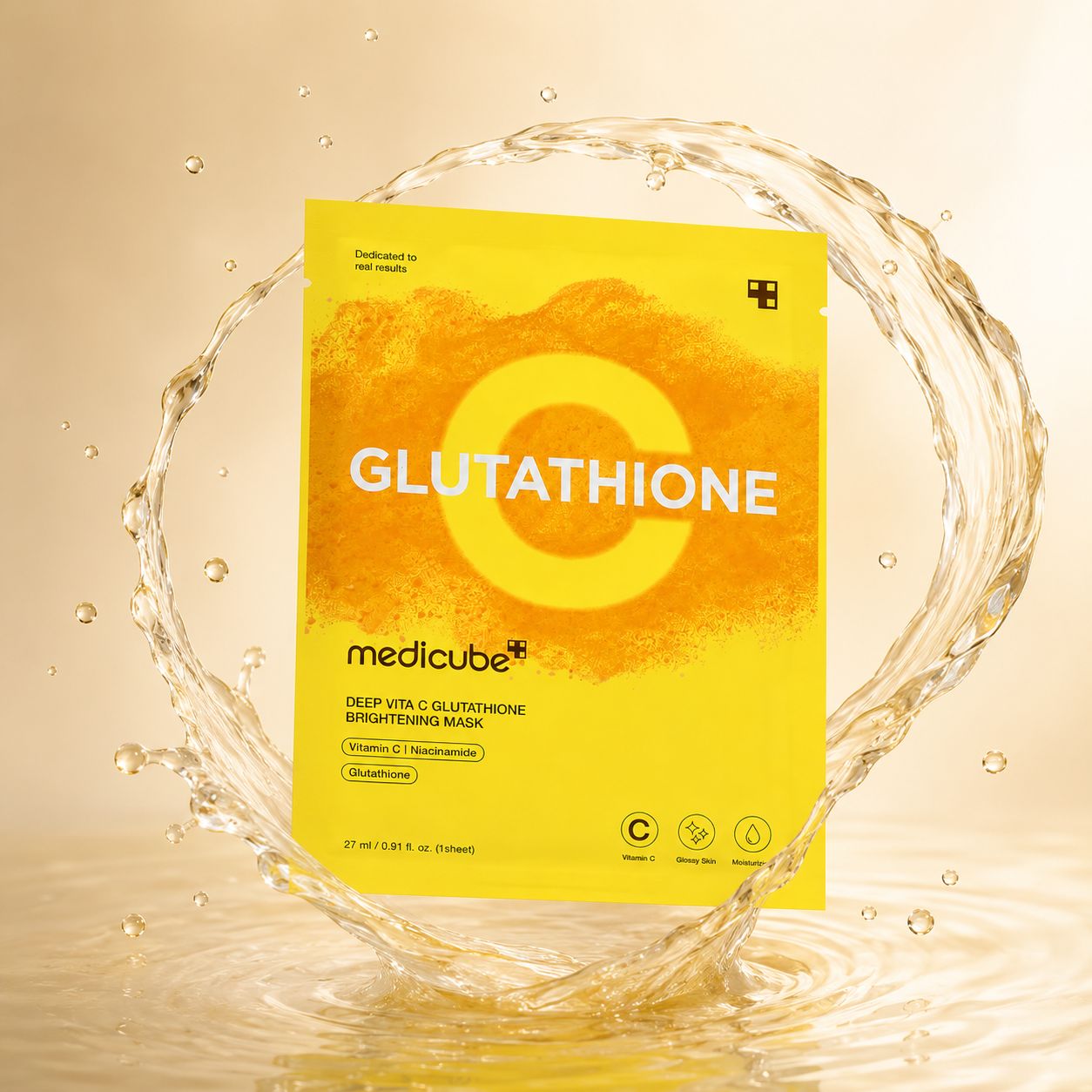 Medicube Deep Vita C Glutathione Brightening Mask 27ml brightening sheet mask with Vitamin C for radiant, hydrated skin