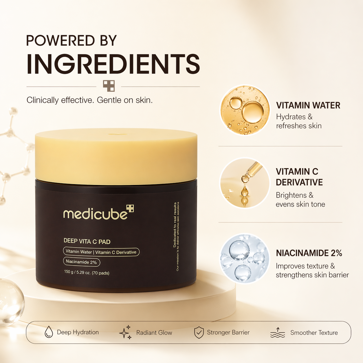 Medicube Deep Vita C Pad vitamin C toner pads 150g jar for brightening and exfoliating skin tone